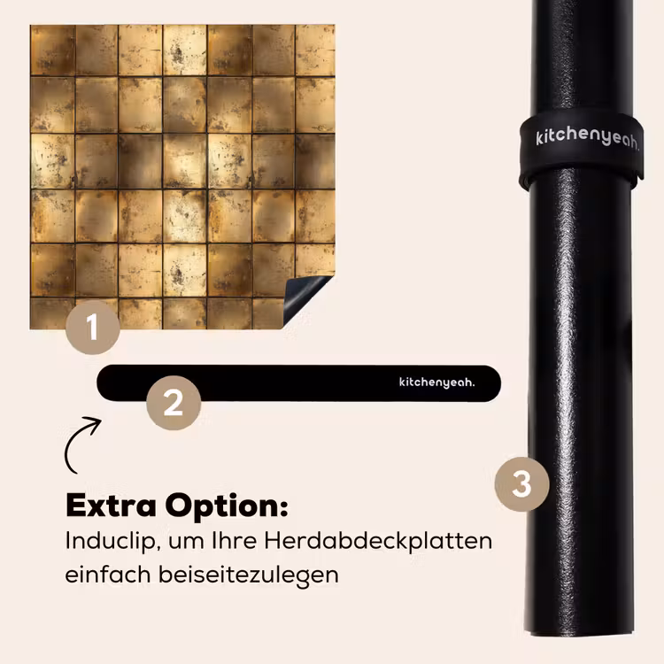 Herdabdeckplatte - Geometrisch - Kacheln - Gold — 8