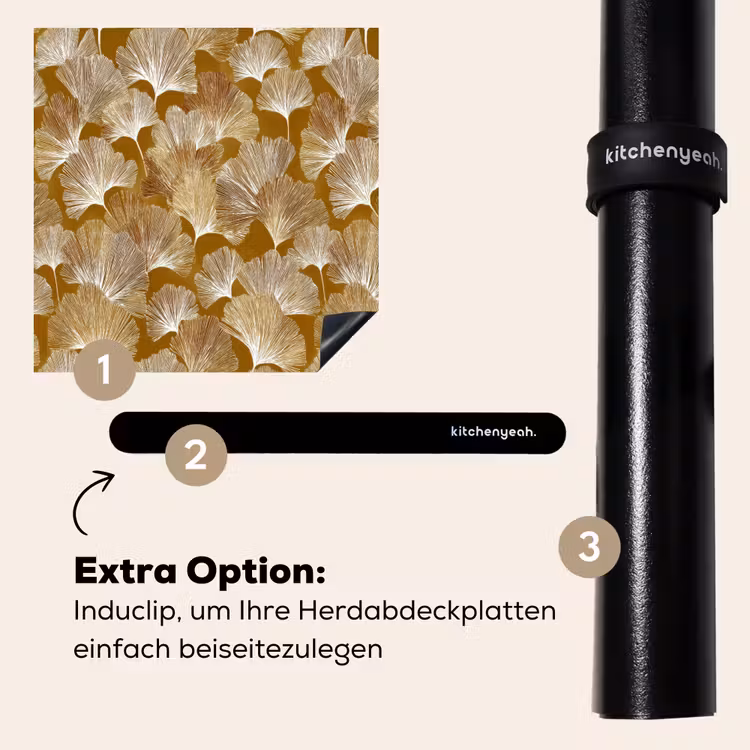 Herdabdeckplatte - Ginkgo - Blätter - Gold — 8
