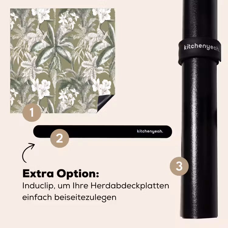 Herdabdeckplatte - Botanisch - Blumen - Grün — 8
