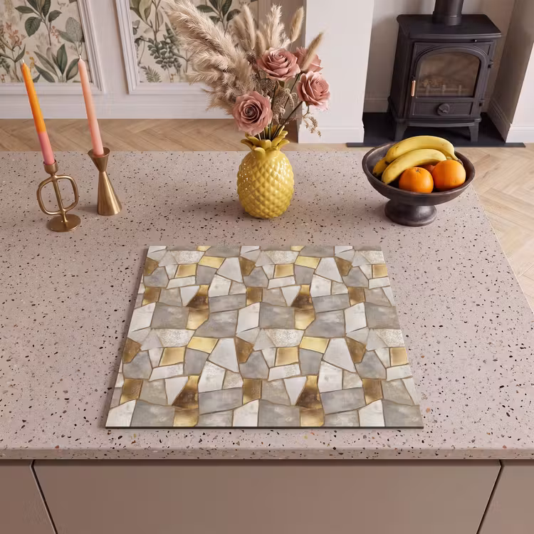 Herdabdeckplatte - Mosaik - Marmor - Gold — 3