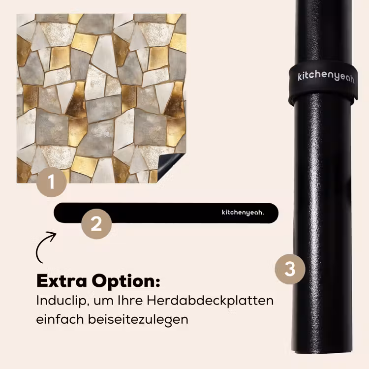 Herdabdeckplatte - Mosaik - Marmor - Gold — 8