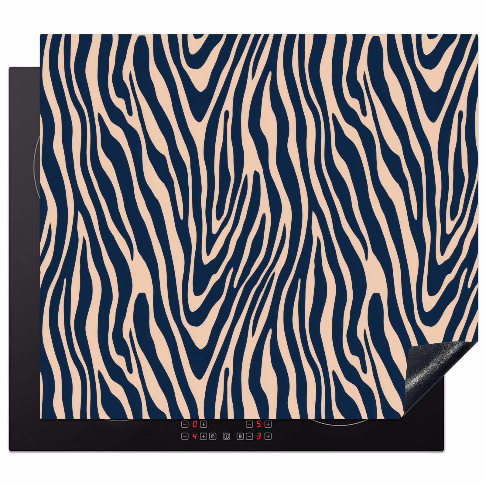 Herdabdeckplatte - Zebra - Muster - Blau - Beige — 1