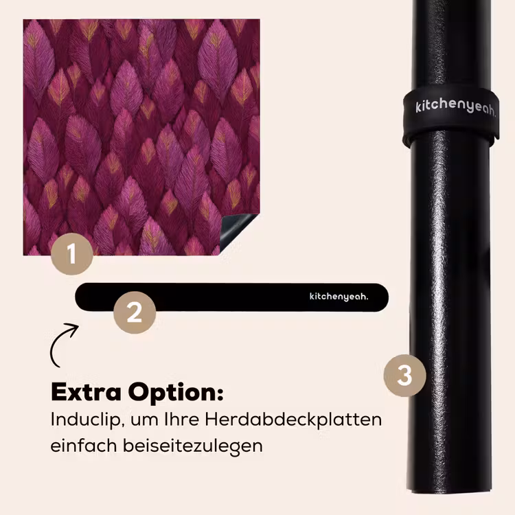 Herdabdeckplatte - Blätter - Muster - Burgunderrot — 8