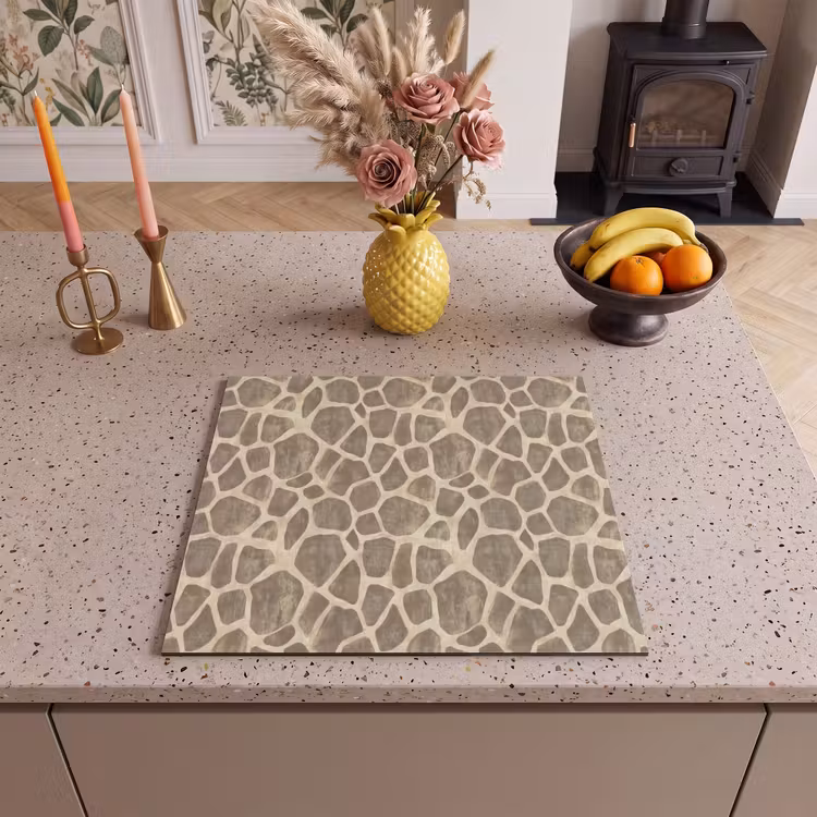 Herdabdeckplatte - Giraffe - Muster - Beige - Braun — 3
