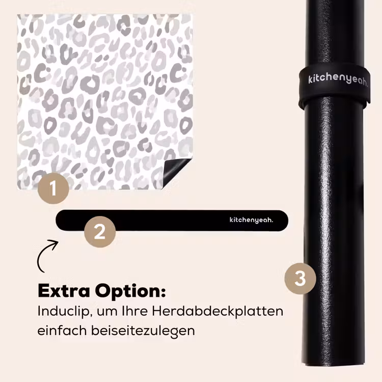 Herdabdeckplatte - Leopard - Motiv - Grau — 8