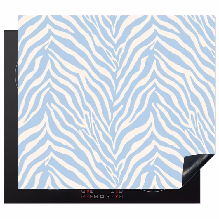 Herdabdeckplatte - Zebra - Motiv - Blau - Weiß — 1