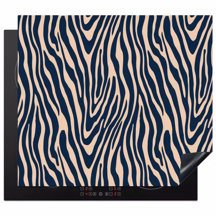 Herdabdeckplatte - Zebra - Muster - Blau - Beige — 1