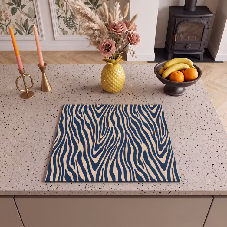 Herdabdeckplatte - Zebra - Muster - Blau - Beige — 3