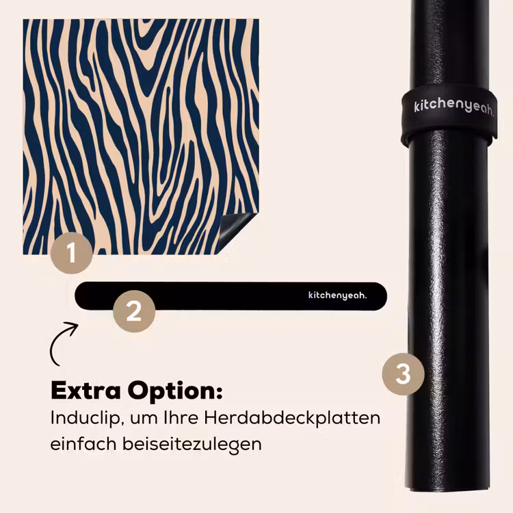 Herdabdeckplatte - Zebra - Muster - Blau - Beige — 8