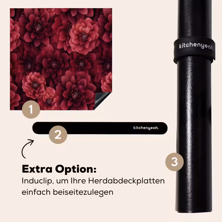 Herdabdeckplatte - Dahlien - Blumen - Rot — 8