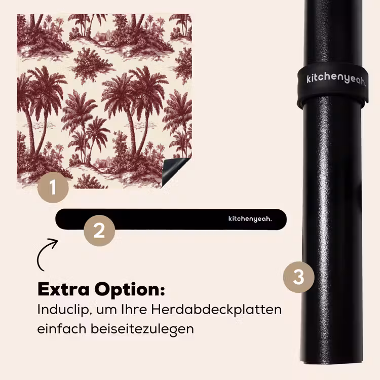 Herdabdeckplatte - Tropisch - Geometrisch - Burgunderrot — 8