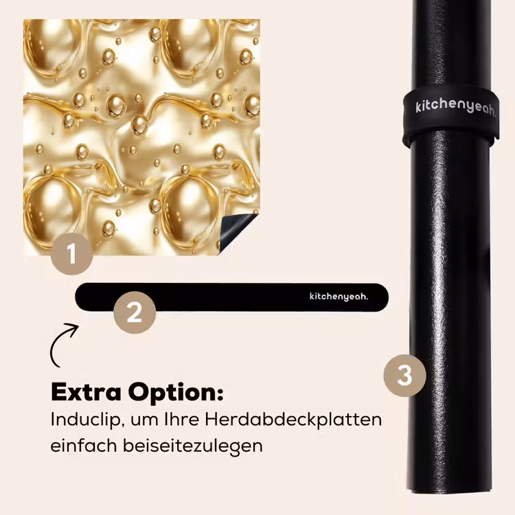 Herdabdeckplatte - Flüssigkeit - Tropfen - Gold — 8