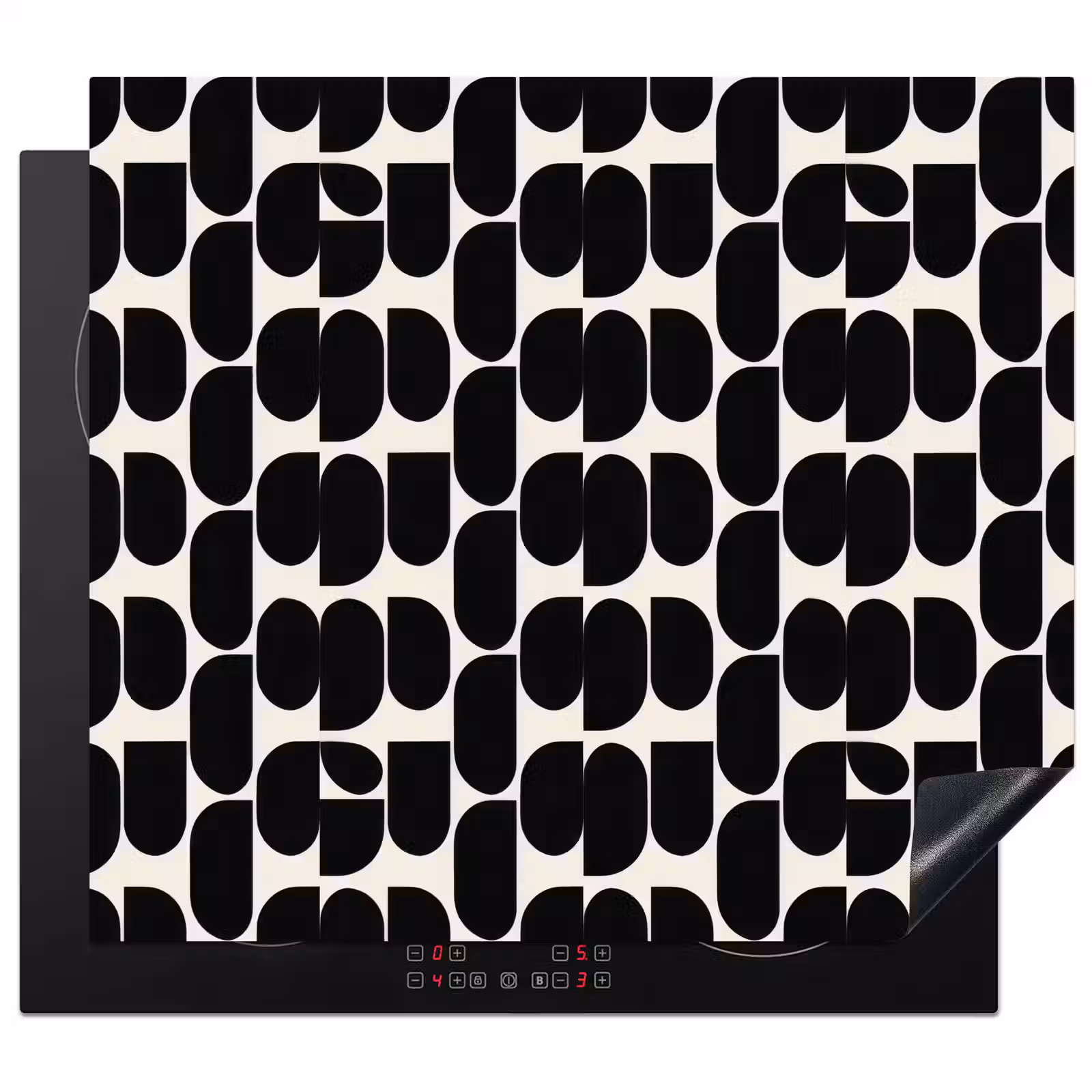 Herdabdeckplatte - Modern - Gemustert - Schwarz — 1