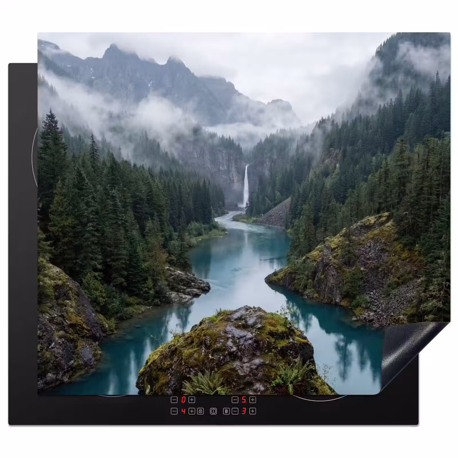 Herdabdeckplatte - Wasserfall - Bäume - Berge — 1
