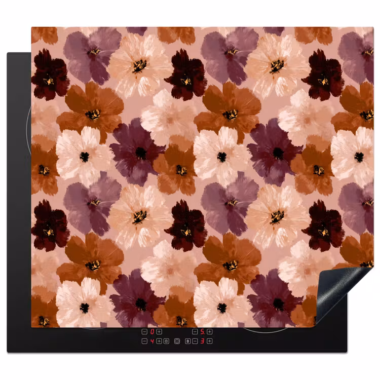 Herdabdeckplatte - Blumen - Abstrakt - Erdtöne — 1