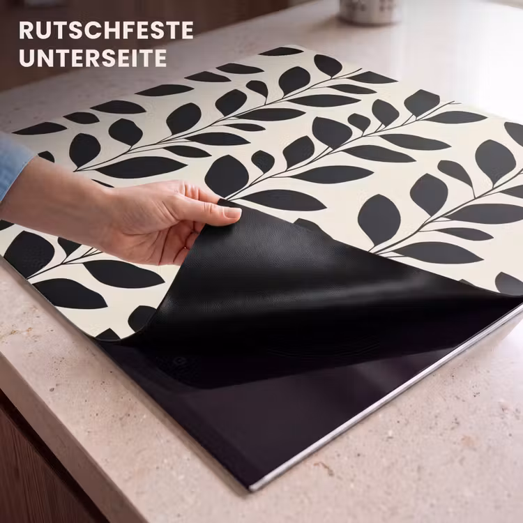 Herdabdeckplatte - Botanisch - Muster - Schwarz - Beige — 6