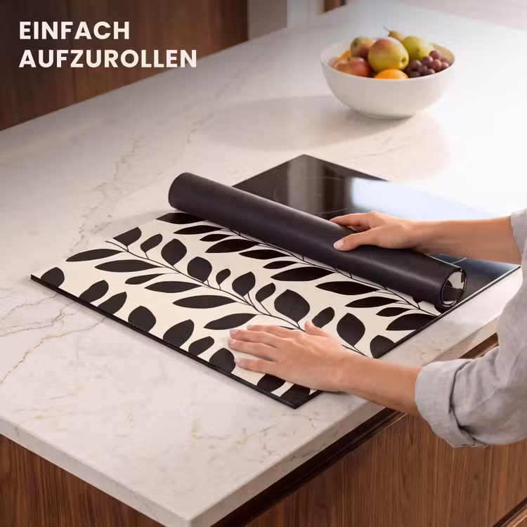 Herdabdeckplatte - Botanisch - Muster - Schwarz - Beige — 7