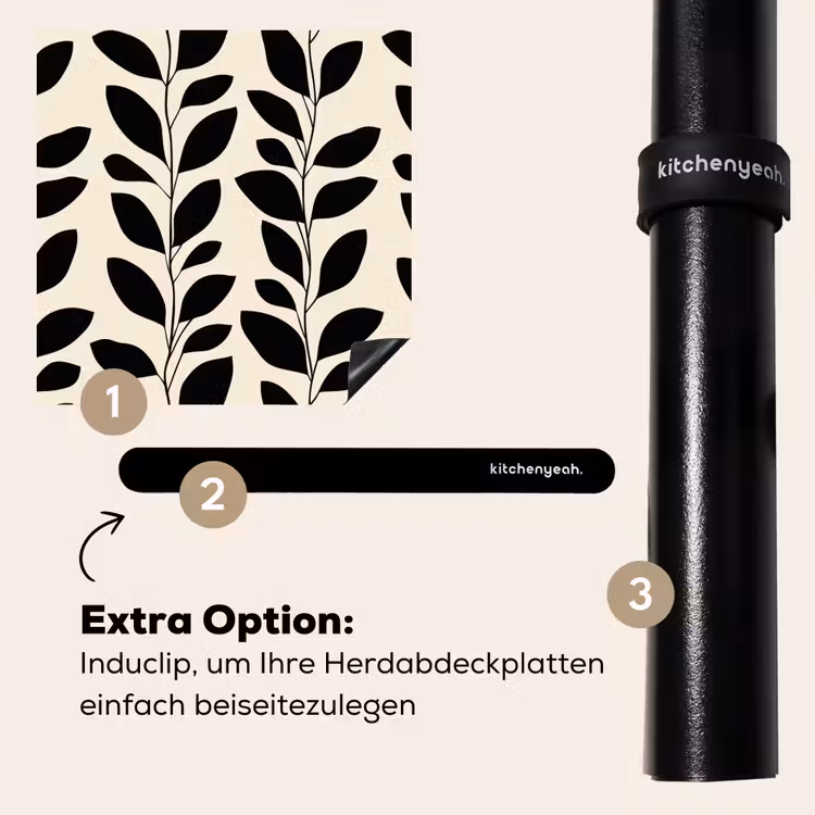 Herdabdeckplatte - Botanisch - Muster - Schwarz - Beige — 8