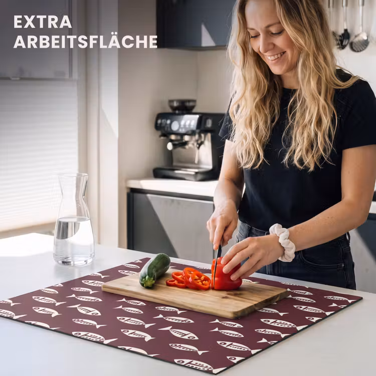 Herdabdeckplatte - Fisch - Grafik - Muster - Dunkel — 5