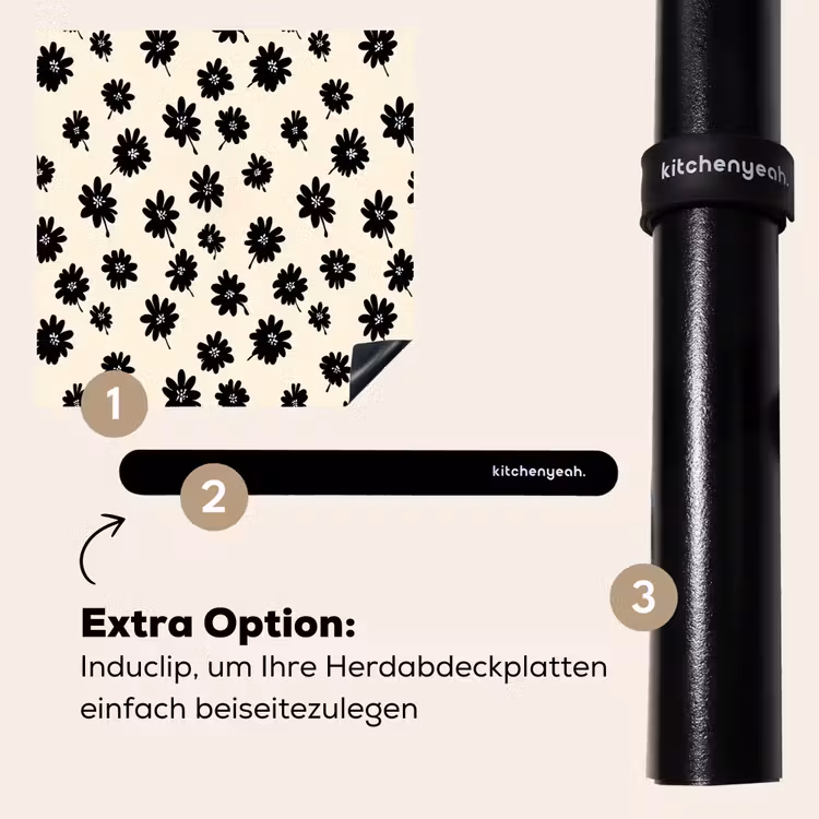 Herdabdeckplatte - Gänseblümchen - Grafik - Schwarz - Beige — 8
