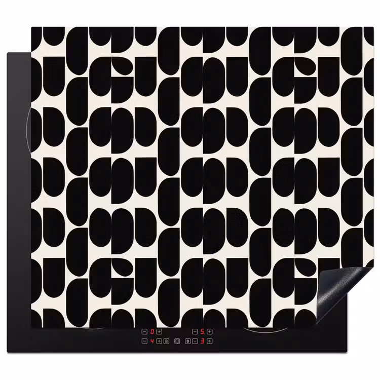 Herdabdeckplatte - Modern - Gemustert - Schwarz — 1