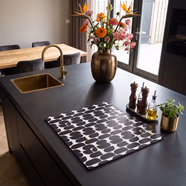 Herdabdeckplatte - Modern - Gemustert - Schwarz — 2