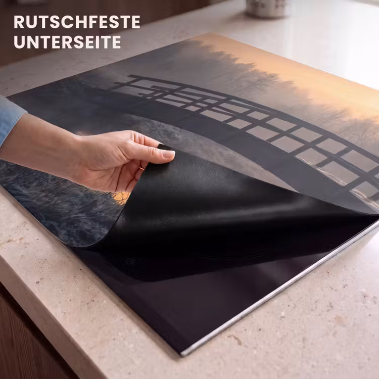 Herdabdeckplatte - Brücke - Nebel - Bäume - Wasser — 6