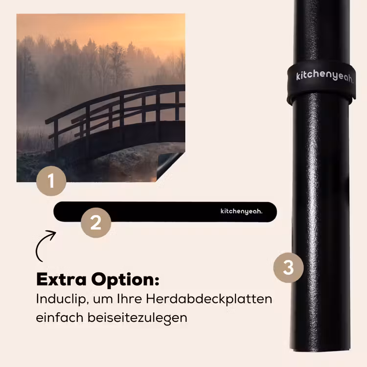 Herdabdeckplatte - Brücke - Nebel - Bäume - Wasser — 8