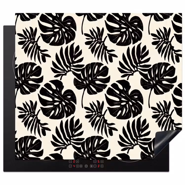 Herdabdeckplatte - Modern - Monstera - Schwarz — 1