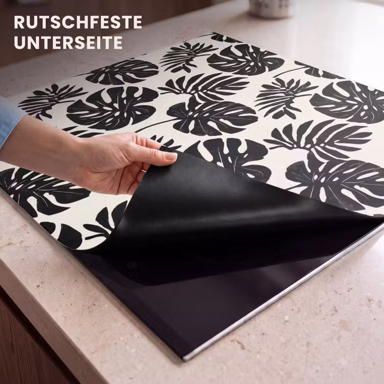 Herdabdeckplatte - Modern - Monstera - Schwarz — 6