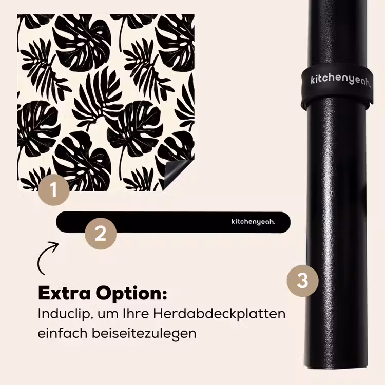 Herdabdeckplatte - Modern - Monstera - Schwarz — 8