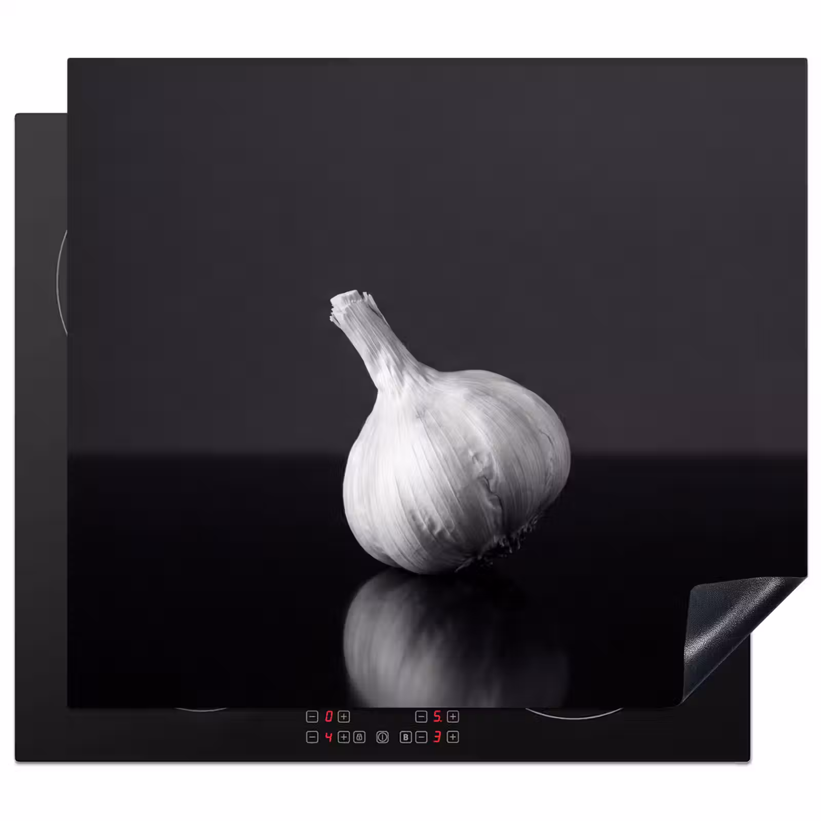 Herdabdeckplatte - Knoblauch - Schwarz - Weiß — 1