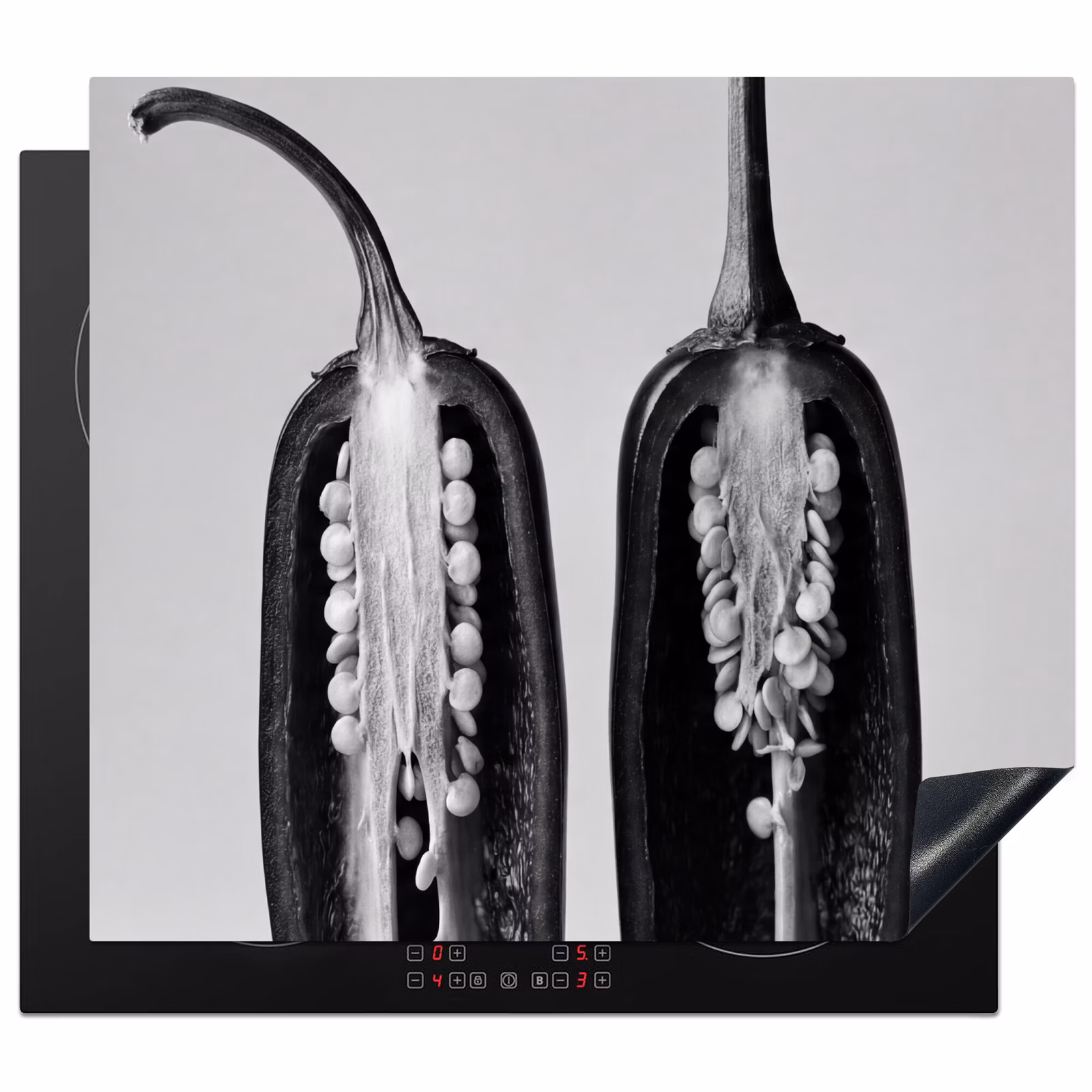 Herdabdeckplatte - Paprika - Schwarz - Weiß - Saatgutrahmen — 1