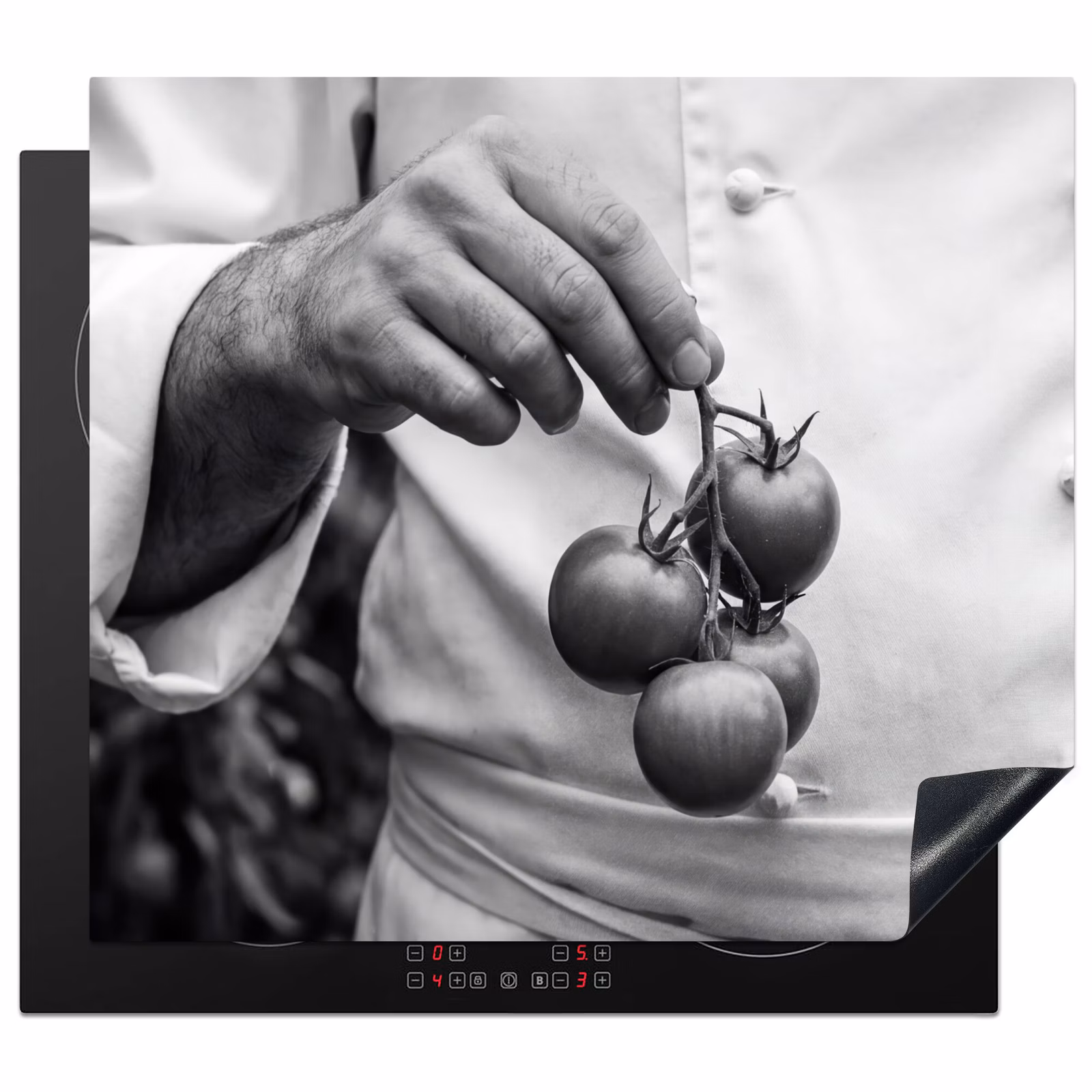 Herdabdeckplatte - Tomaten - Koch - Schwarz - Weiß — 1
