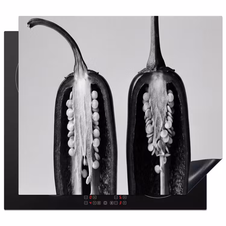 Herdabdeckplatte - Paprika - Schwarz - Weiß - Saatgutrahmen — 1