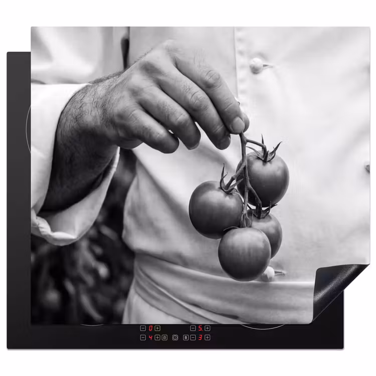 Herdabdeckplatte - Tomaten - Koch - Schwarz - Weiß — 1