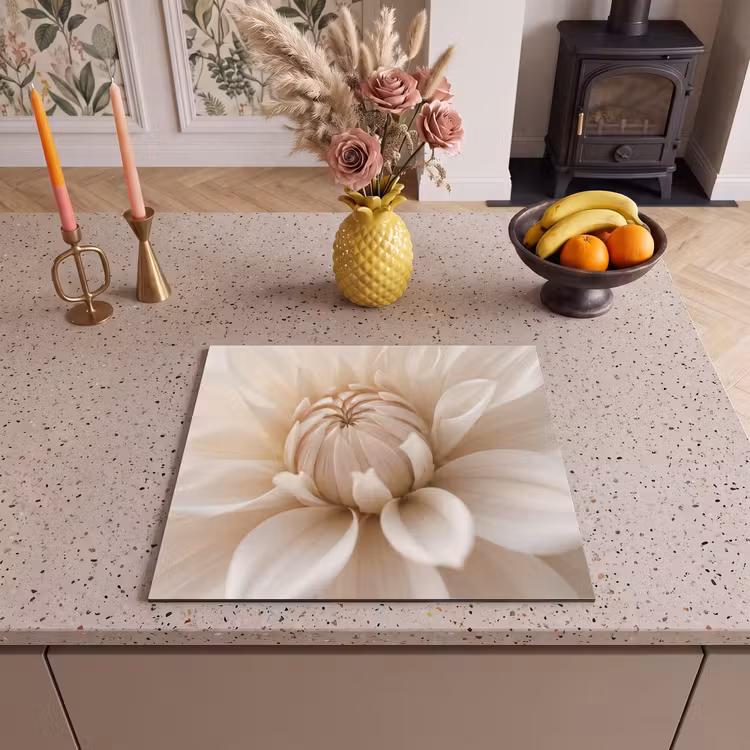 Herdabdeckplatte - Blume - Dahlie - Weiß — 3