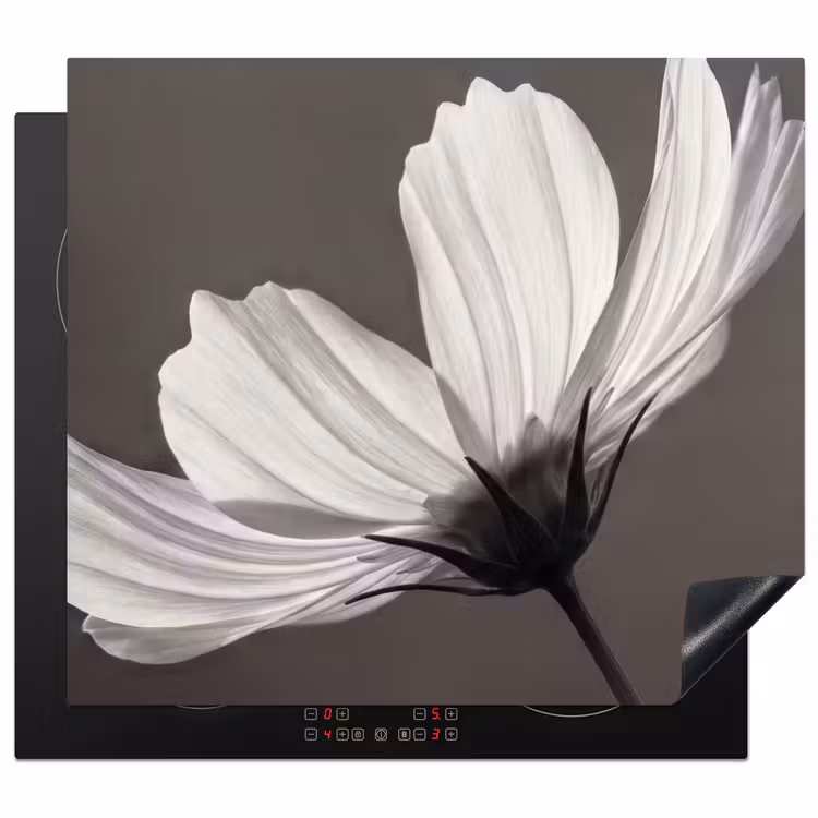 Herdabdeckplatte - Blume - Minimalistisch - Schwarz - Weiß — 1
