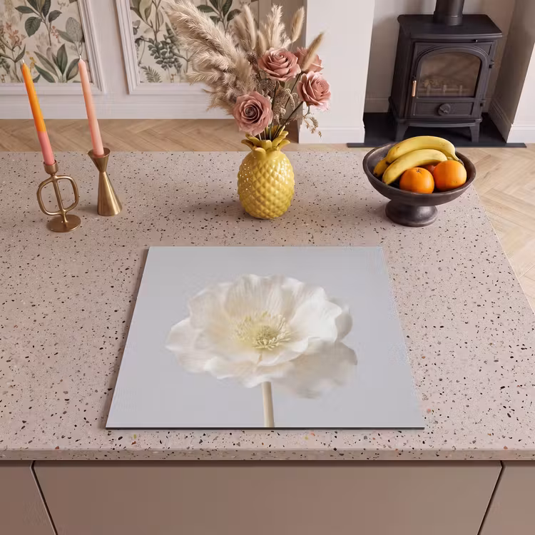 Herdabdeckplatte - Blume - Minimalistisch -Weiß — 3