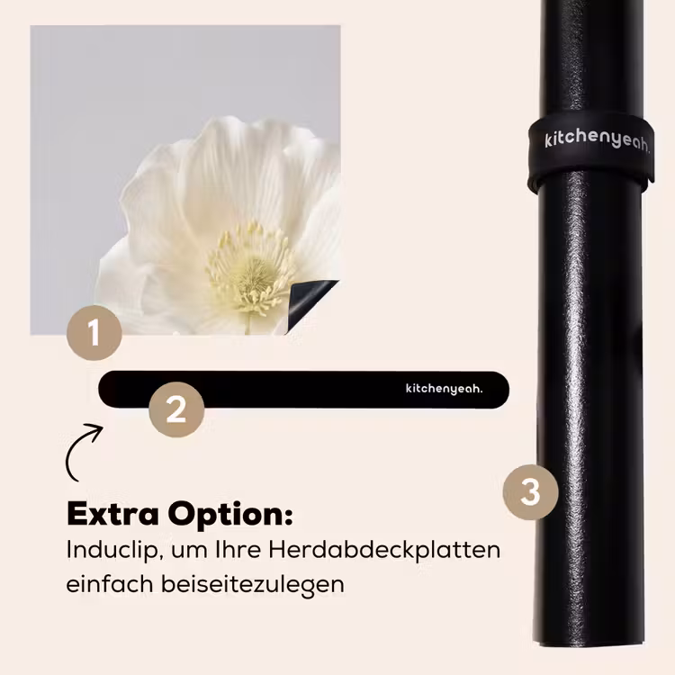 Herdabdeckplatte - Blume - Minimalistisch -Weiß — 8