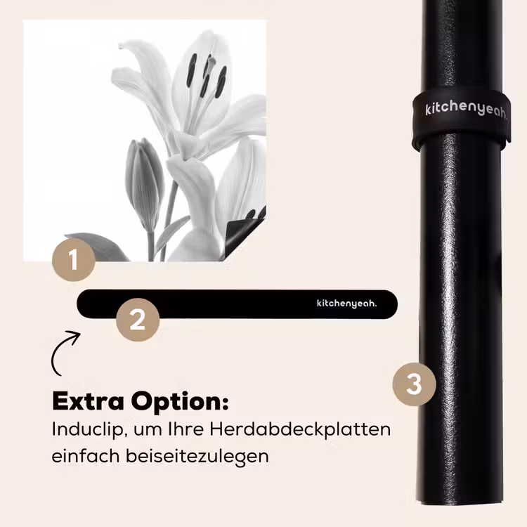 Herdabdeckplatte - Lilien - Elegant - Schwarz - Weiß — 8