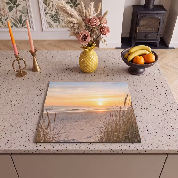 Herdabdeckplatte - Sonnenuntergang - Dünen - Meer — 3