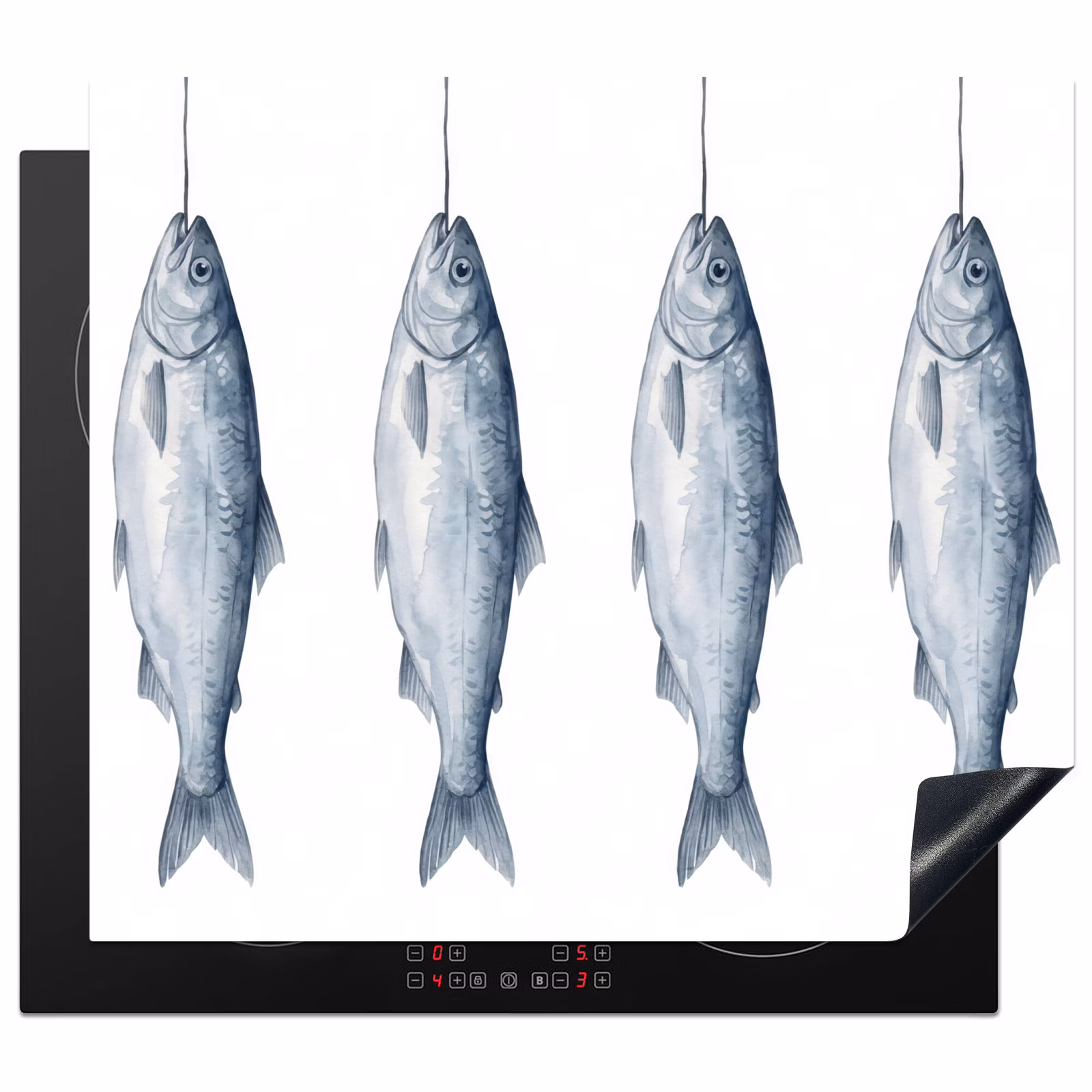 Herdabdeckplatte - Fisch - Illustration - Delfter Blau — 1