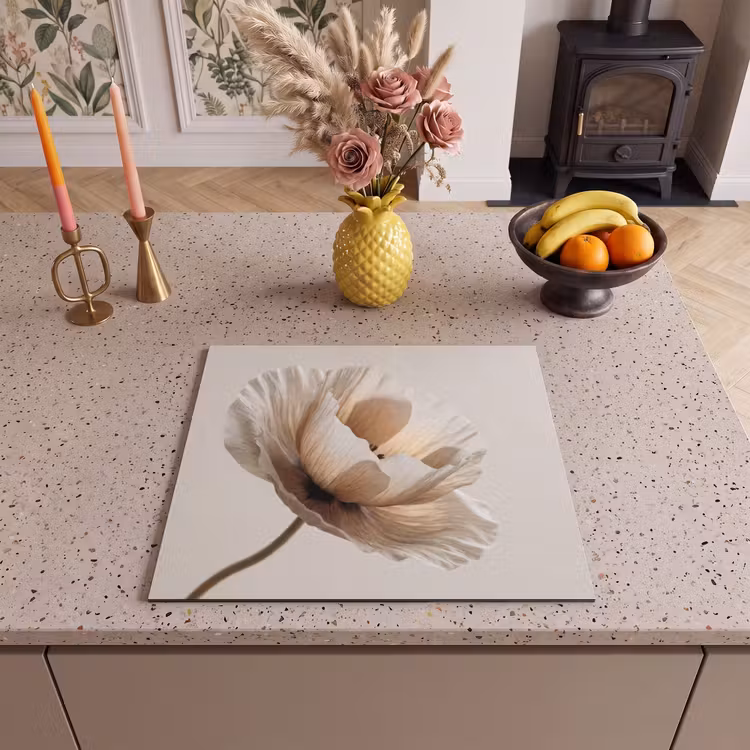 Herdabdeckplatte - Blume - Beige - Creme — 3