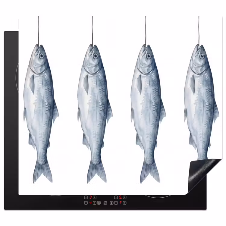 Herdabdeckplatte - Fisch - Illustration - Delfter Blau — 1
