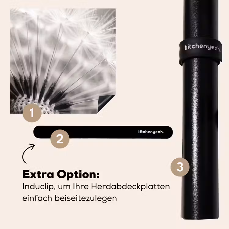 Herdabdeckplatte - Pusteblume - Schwarz - Weiß — 8