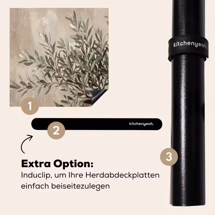 Herdabdeckplatte - Olivenpflanze - Tontopf - Abstrakt - Beige — 8