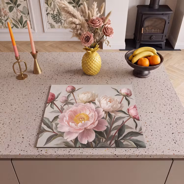 Herdabdeckplatte - Pfingstrosen - Strauß - Rosa — 3
