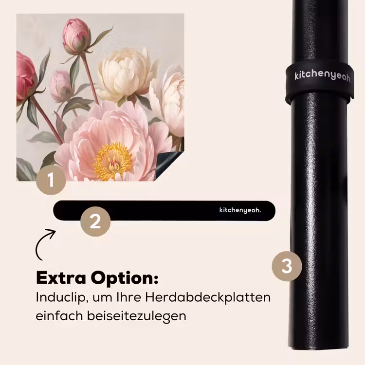 Herdabdeckplatte - Pfingstrosen - Strauß - Rosa — 8