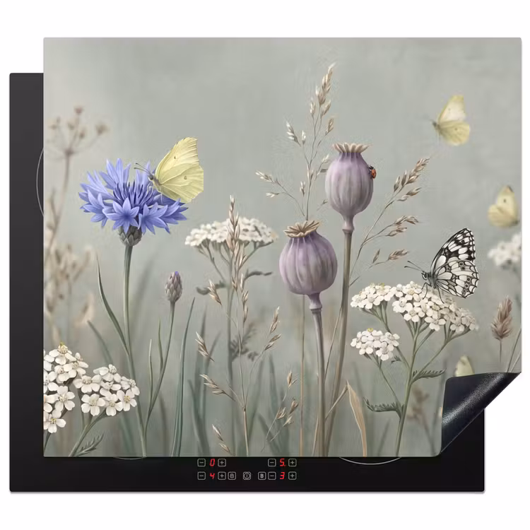 Herdabdeckplatte - Schmetterlinge - Wildblumen - Illustration - Farbenfroh — 1